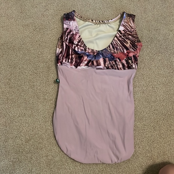 Luckyleo Leotard - boatneck style, pink and print - Picture 2 of 4